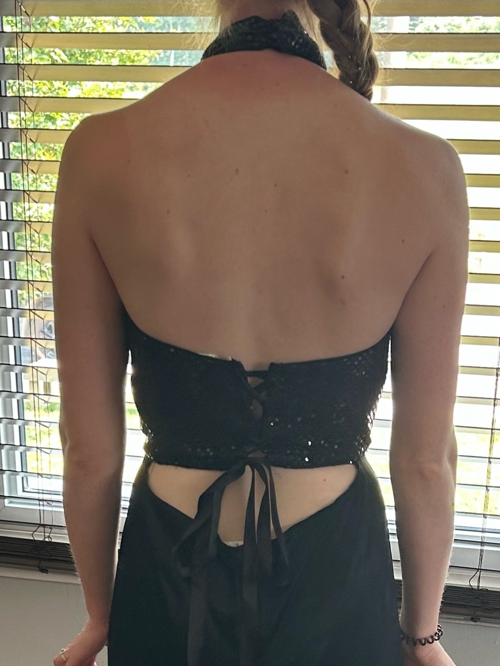 Women's Black Cutout Jumpsuit - Picture 3 of 6